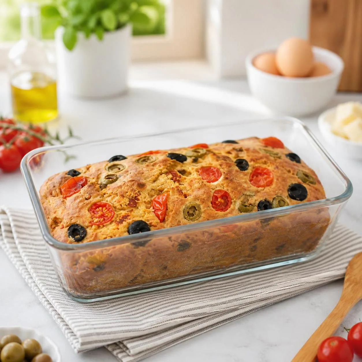 Torta salata con olive e pomodorini senza glutine